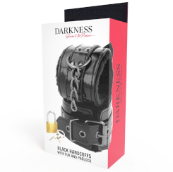 Darkness -  musta säädettävä nahka käsiraudat with padlock 3