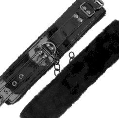 Darkness -  musta säädettävä nahka käsiraudat with padlock 4