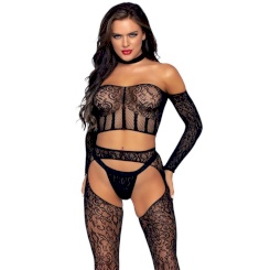 Queen lingerie - body with opening long sleeve s/l