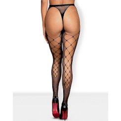 Leg avenue - tights with embroidery  musta garter