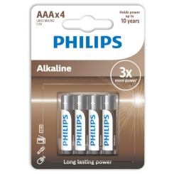Philips - alkaline batteries aa lr6 pack 4