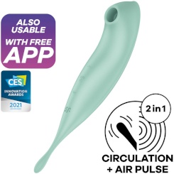 Satisfyer - twirling pro+ air pulse stimulaattori & vibraattori app  vihreä