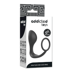 Addicted toys - anustappi with  musta silikoninen penisrengas 5