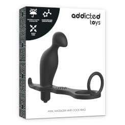 Addicted toys - anustappi with  musta silikoninen penisrengas 12 cm 4
