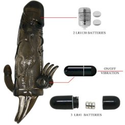 Baile - brave man penislisäke klitoris ja anus-stimulaattorilla tupla luotivibraattori  musta 16.5 cm 7