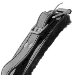 Darkness - säädettävä  musta nahka ankle käsiraudat with padlock 2