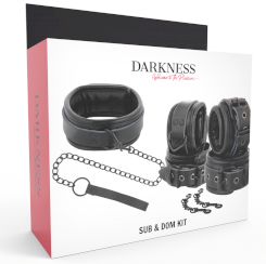 Darkness -  musta nahka käsiraudat ja kaulapanta 8